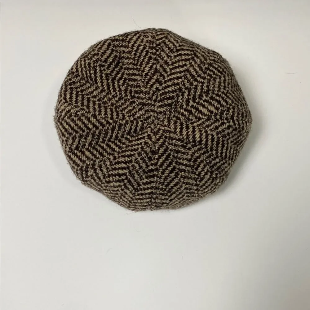 Nordstrom Brown Wool Blend Herringbone Newsboy/ Paperboy Cap